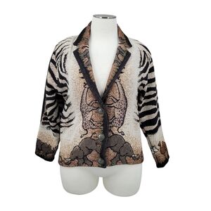 Painted Pony Vintage Safari Animal Print Concho Button Up Jacket Tapestry